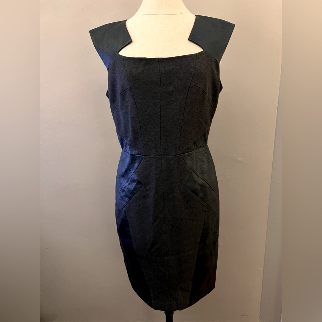 Terri John Faux Leather & Cotton Blend Dress Size 12